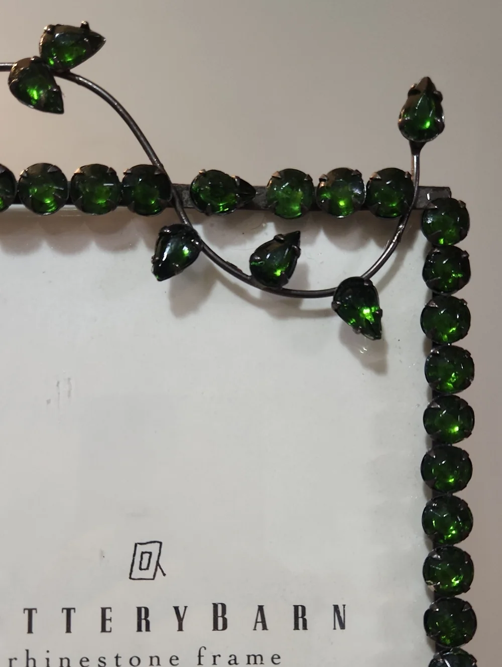 Pottery Barn Dark Emerald Green Rhinestone Standing Photo Frame 5x7